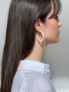 Oval Small White Alba Stud Earrings