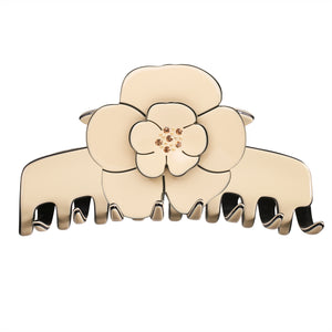 Camellia Double Crystal Extra Large Ivory Claw Clip