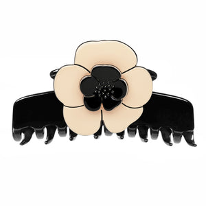 Camellia Double Extra Large Ivory Black Claw Clip