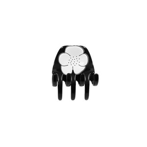 Camellia Medium White Black Claw Clip