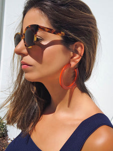 Plat Large Orange Hoop Earrings