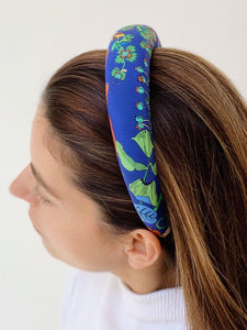 Flower Garden Print 4 cm Padded Silk Headband