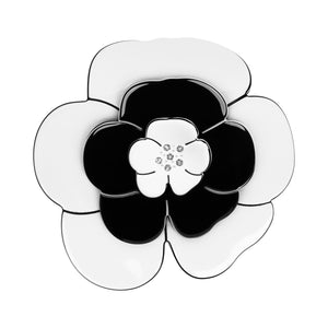 Camellia Crystal Large White Black Hair Clip