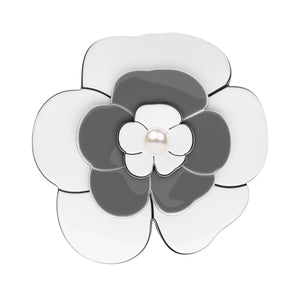Camellia Pearl Large White Grey Hair Clip
