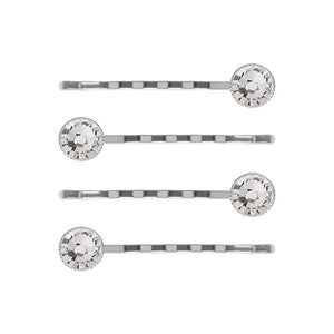 Silver Crystal Hair Slide 4 Set