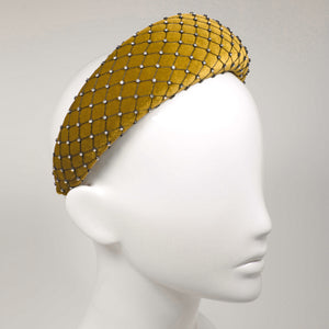 Velvet Crystal 6 cm Padded Mustard Headband