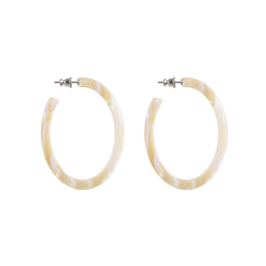 Oval Medium White Alba Stud Earrings