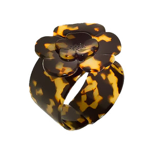 Camellia Dark Tortoiseshell Cuff Bracelet