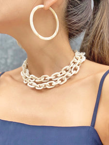 Long White Alba Chain Necklace