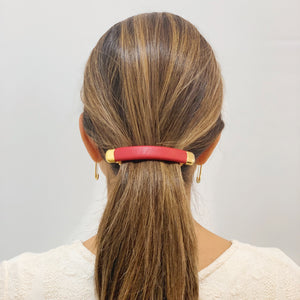 Faux Leather Gold Hair Clip