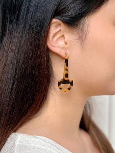 Horsebit Small Dark Tortoiseshell Stud Earrings
