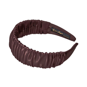 Faux Leather 4 cm Ruffled Brown Headband