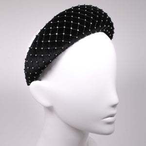 Velvet Crystal 6 cm Padded Black Headband