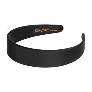 Satin 3 cm Flat Black Headband