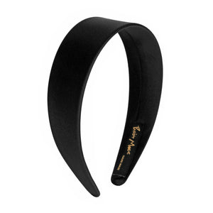 Satin 4 cm Flat Black Headband