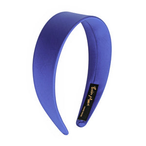 Satin 4 cm Flat Blue Headband