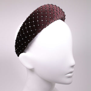 Velvet Crystal 6 cm Padded Brown Headband