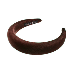 Velvet 3 cm Padded Brown Headband