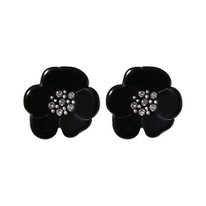 Camellia Crystal Black Earrings