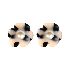 Camellia Pearl Light Tortoiseshell Earrings