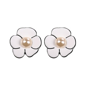 Camellia Pearl White Earrings
