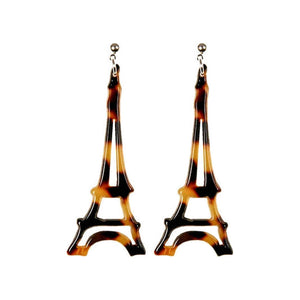 Eiffel Tower Small Dark Tortoiseshell Stud Earrings