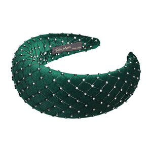 Velvet Crystal 6 cm Padded Emerald Headband