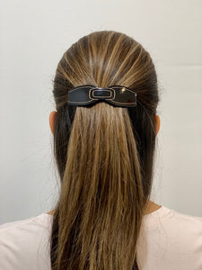 Art Deco Studded Small Black Bow Hair Clip
