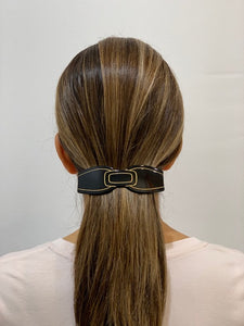 Art Deco Full Studded Large Black Bow Hair Clip