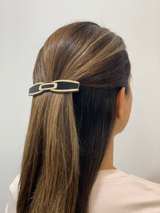 Art Deco Narrow Black Bow Hair Clip