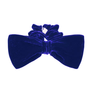 Silk Velvet Blue Bow Scrunchie