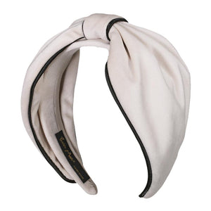 Velvet Piping White Headband
