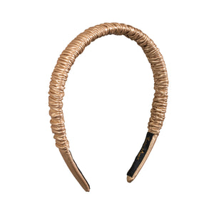Faux Leather 2 cm Ruffled Gold Headband