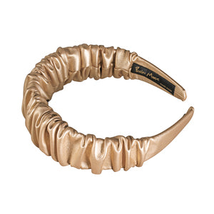 Faux Leather 4 cm Ruffled Gold Headband