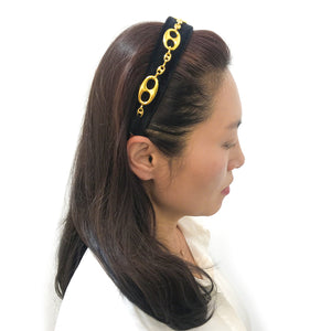 Velvet Haricot Embellished 3 cm Flat Headband