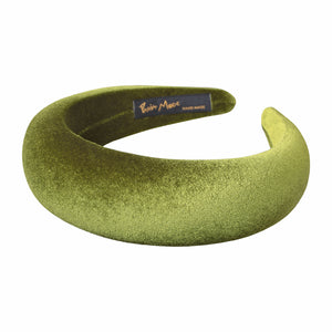 Velvet 4 cm Padded Olive Headband