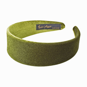 Velvet 4 cm Flat Olive Headband