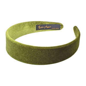 Velvet 3 cm Flat Olive Headband