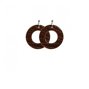 Earrings Round S Thick Serpent Brown - Hand Made In France