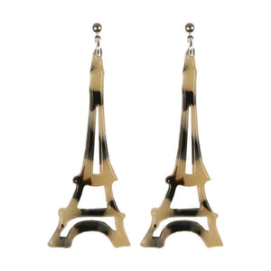 Earrings Eiffel Tower M Light Tortoi Shell - Hand Made In France
