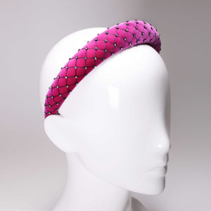 Velvet Crystal 3 cm Padded Fuchsia Headband
