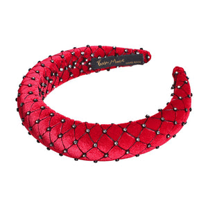 Velvet Crystal 3 cm Padded Red Headband