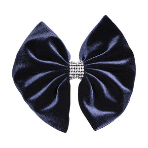 Velvet Crystal Navy Bow Hair Clip