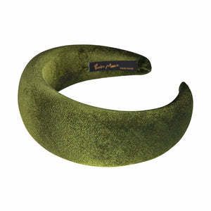 Velvet 6 cm Padded Olive Headband