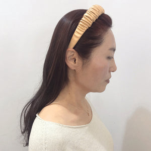 Faux Leather 3 cm Ruffled Gold Headband