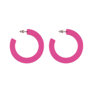 Plat Medium Pink Hoop Earrings