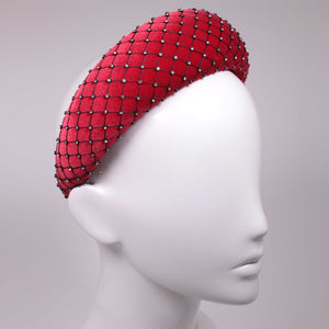 Velvet Crystal 6 cm Padded Red Headband