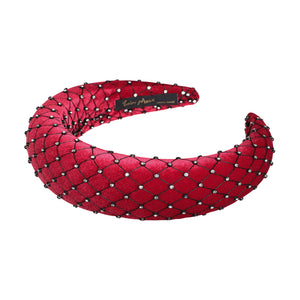 Velvet Crystal 4 cm Padded Red Headband