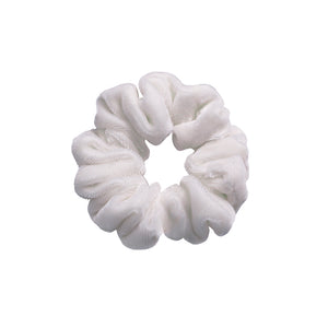 Velvet Small White Scrunchie